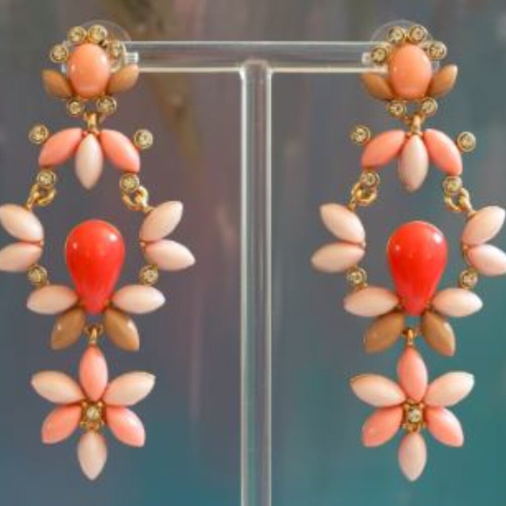 Lee Angel Pretty in PInk Watery Cabochon Cut Out Statement Earrings NWT 98
